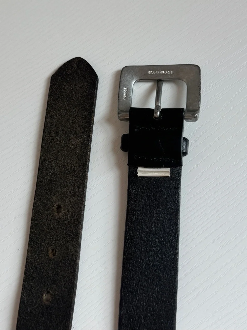 Vintage 80s GAP Thick Genuine Leather Black Large Silver Brass Buckle USA M